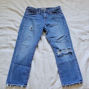 Madewell Distressed Cropped Blue Jeans